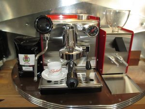 The Club The Grinder Ferrari Red with TriColore Beans and Salvatore Cup $2600